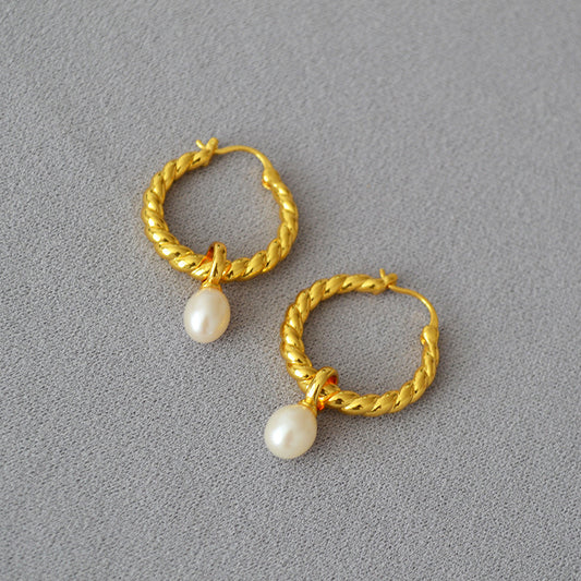 Pearl hoop earrings