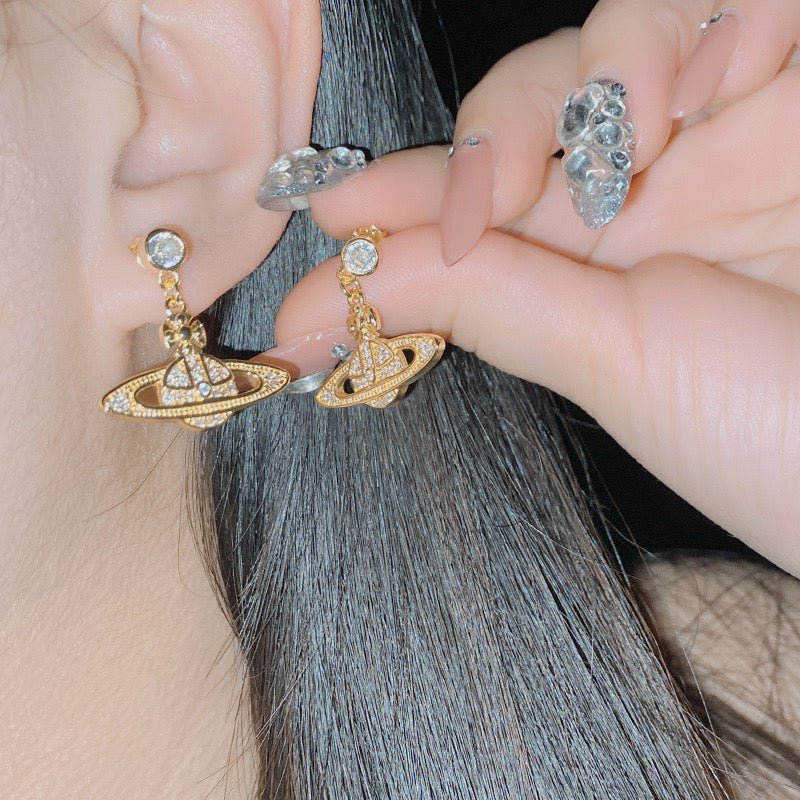 Saturn zircon earrings