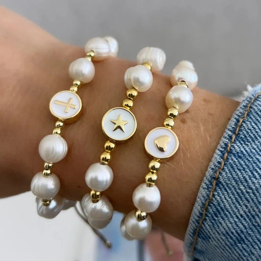 Handmade gold plated Freshwater pearls bracelet