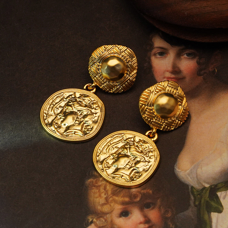 Gold coins earrings