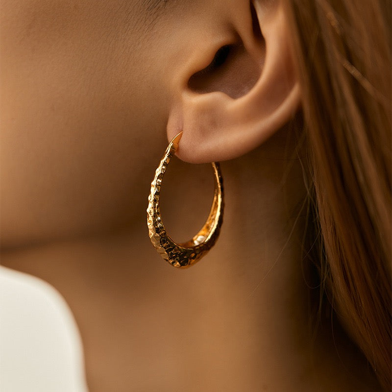 Lava melt gold plated hoops