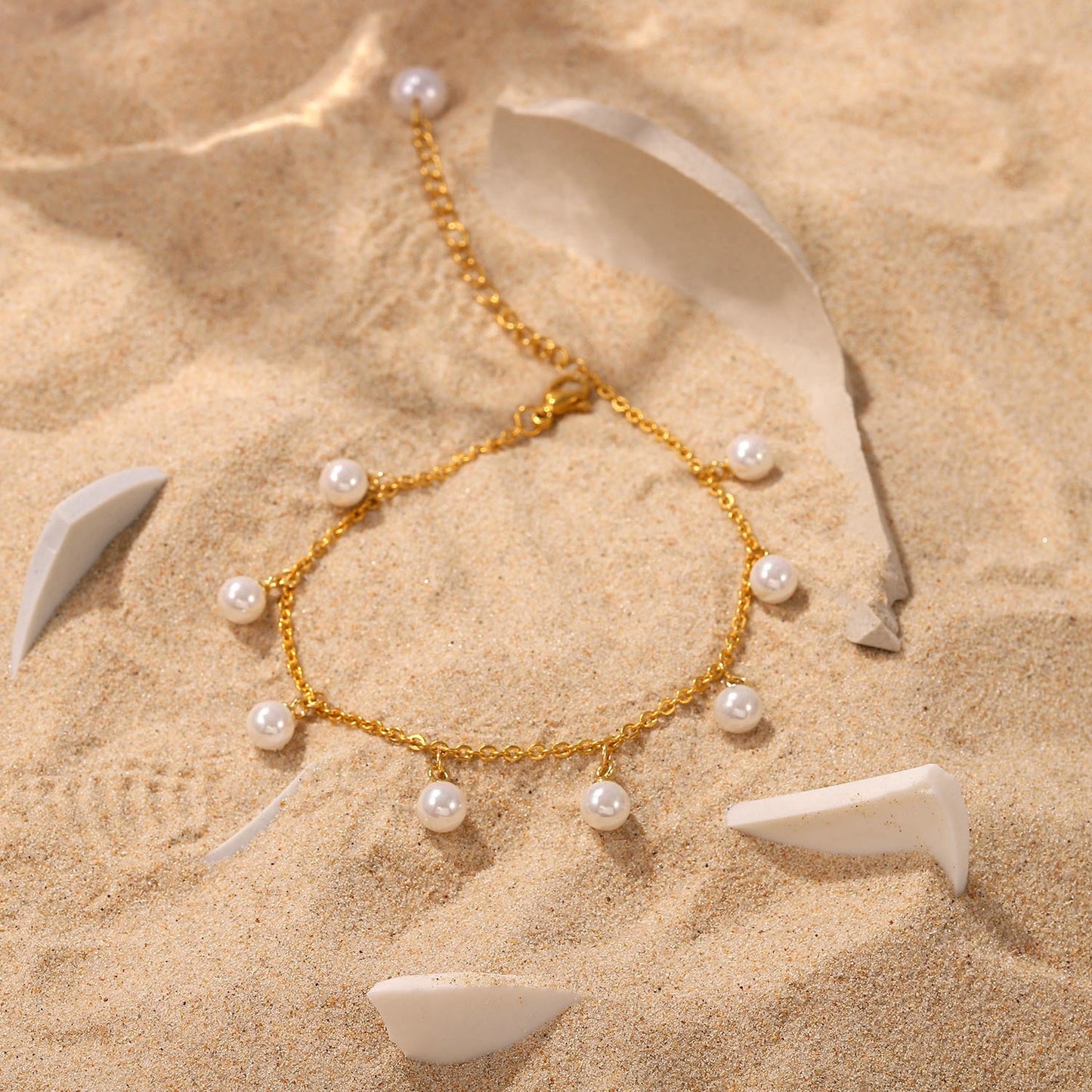 Shell pearl anklets