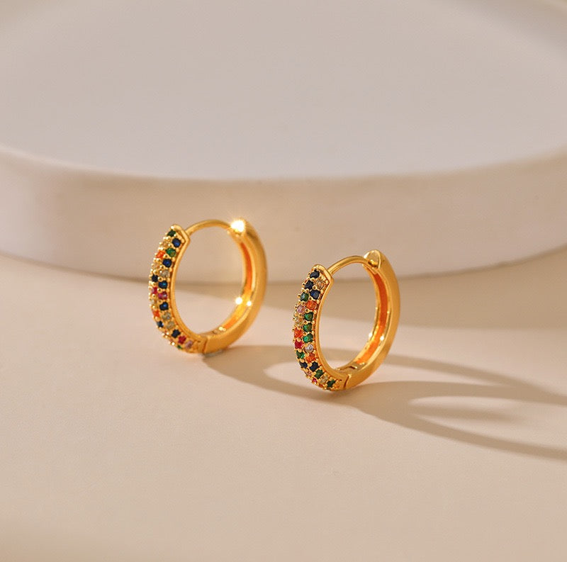 Colorful zircon hoops