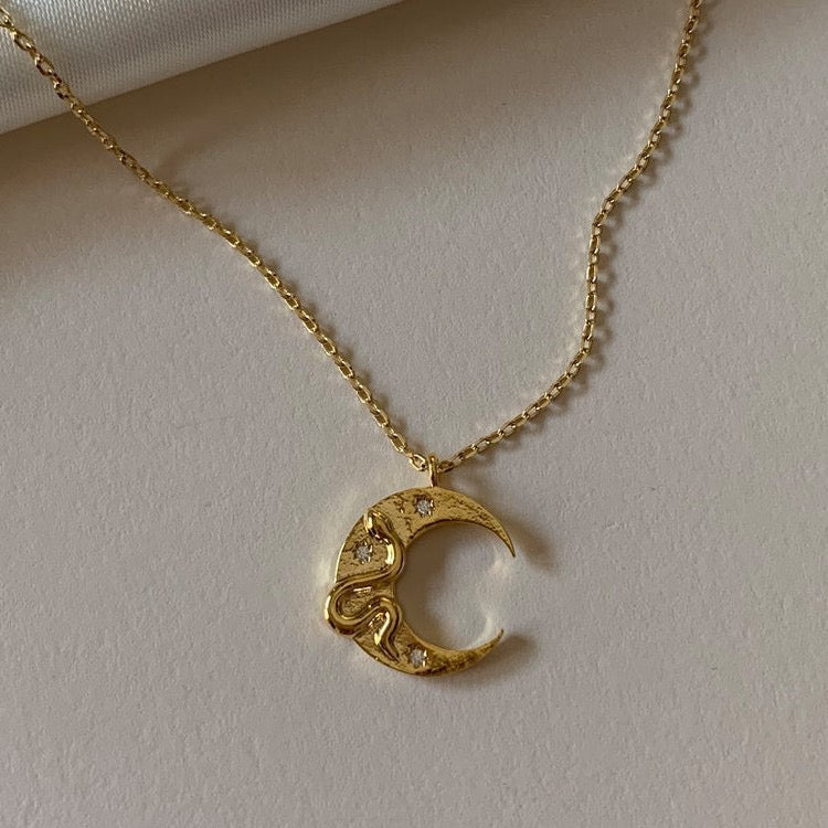 Snake moon necklace