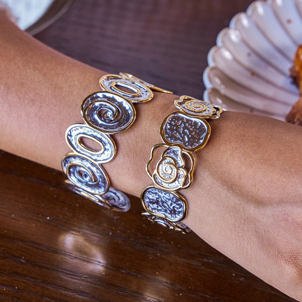 Two tones big statement bangle