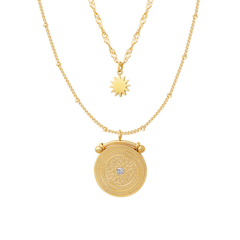 Double layer wheel necklace