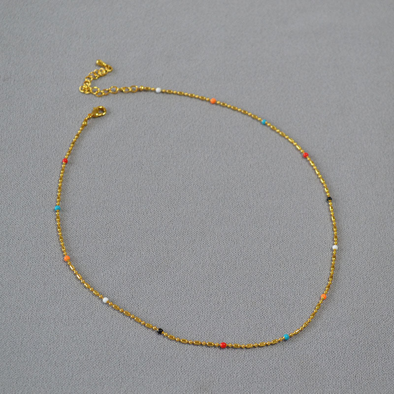 Mini gold beady necklace and bracelet