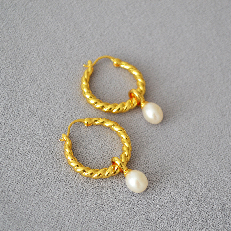 Pearl hoop earrings