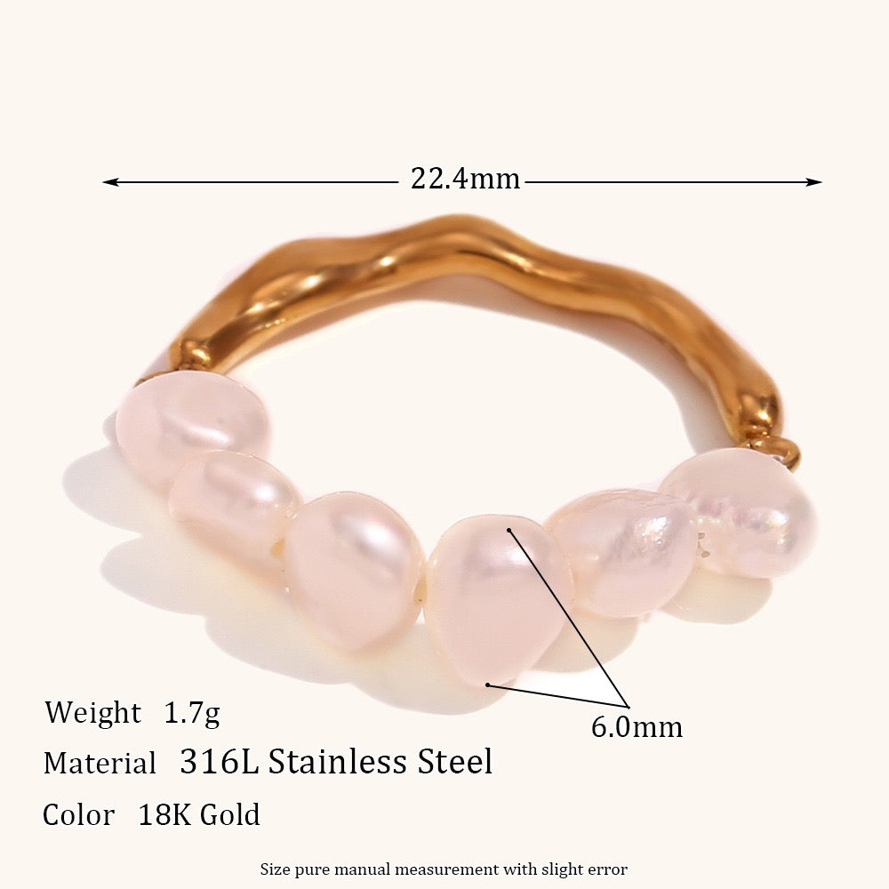 Gold pearl two way rings