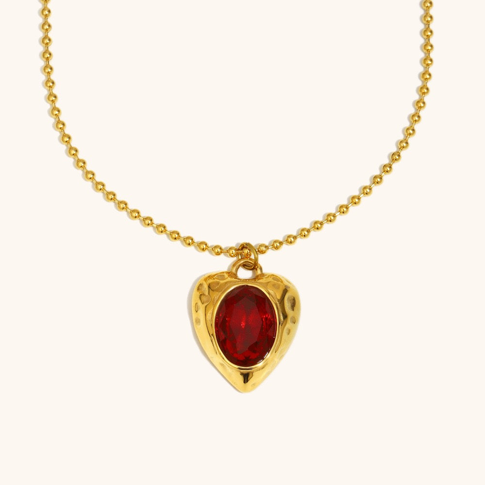 Apple of my eye red heart necklace