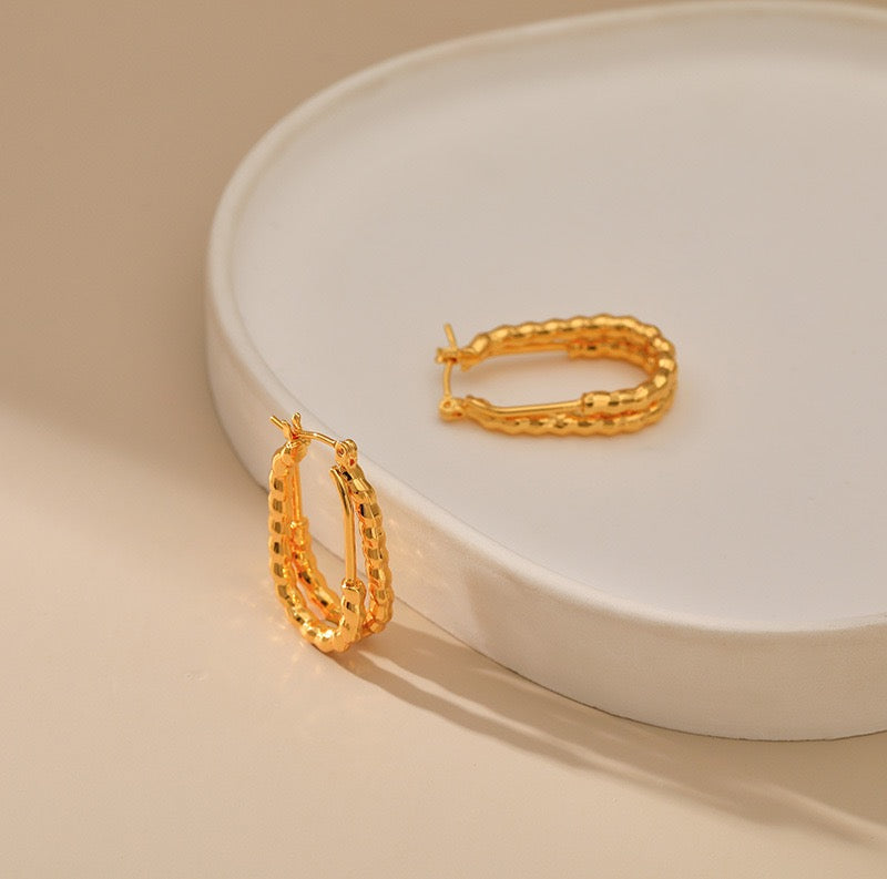 Layers gold plated hoops