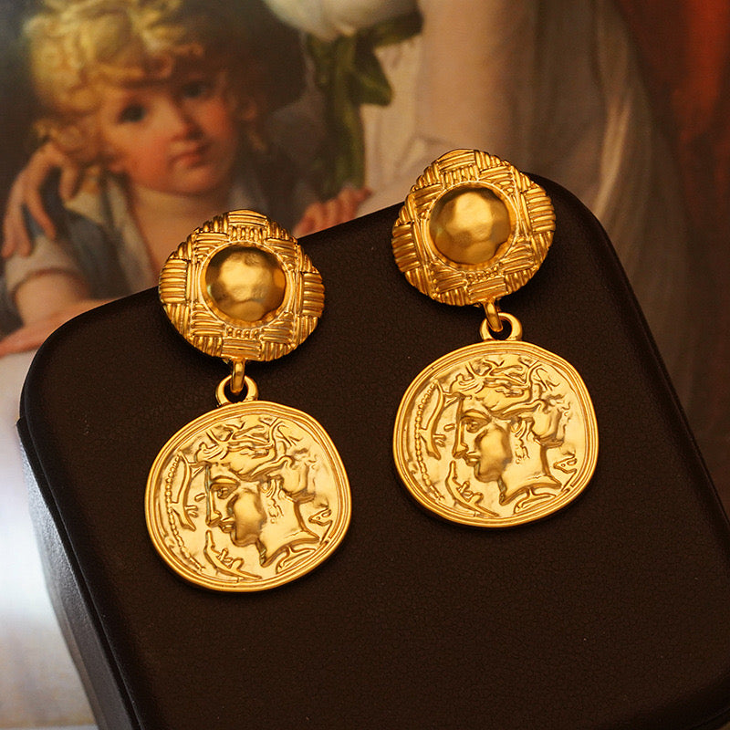 Gold coins earrings