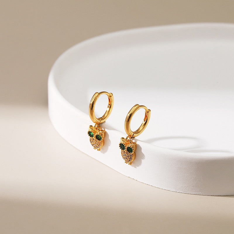 Owl gold plated hoops