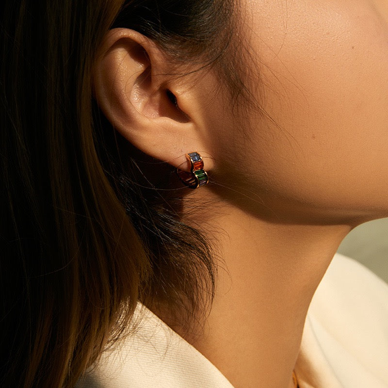 Colorful zircon hoops