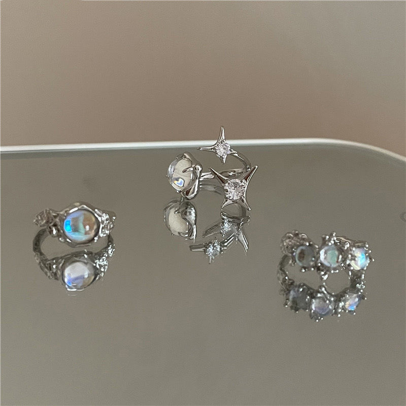 Moonstone shiny rings