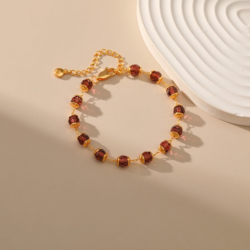 Garnet gold plated bracelet