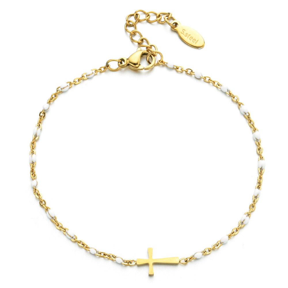 Mini cross beady bracelet