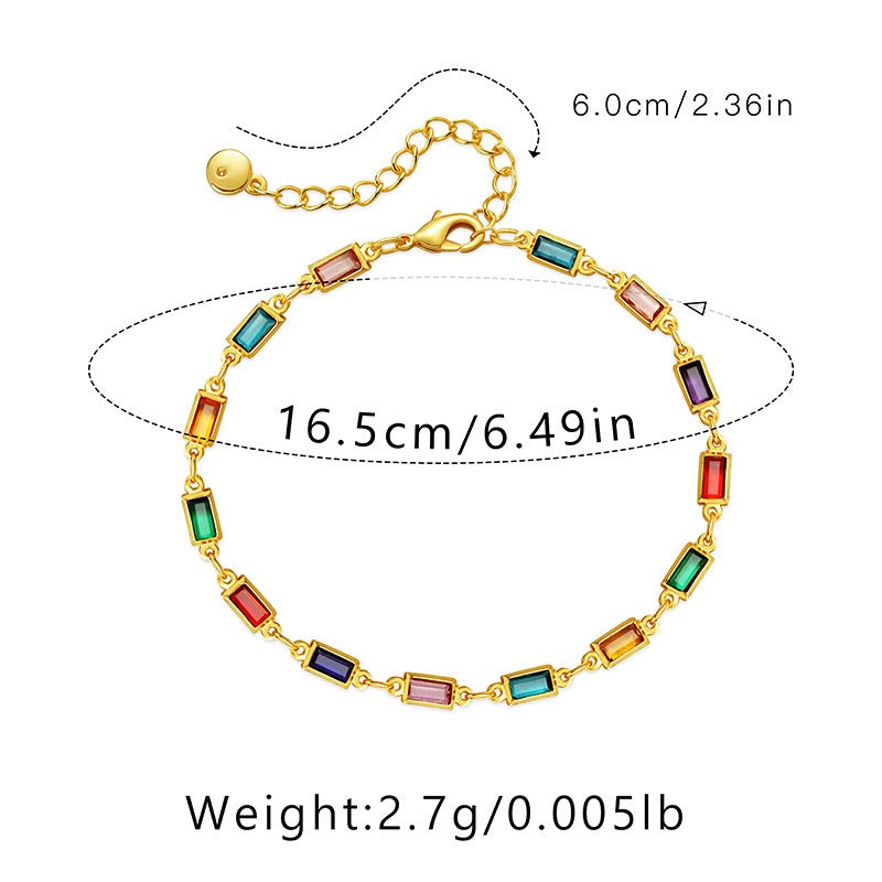 Long zircon gold plated necklace and bracelet