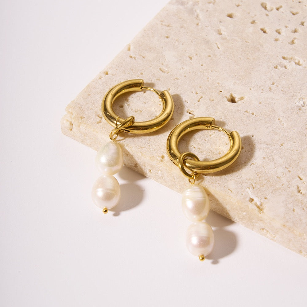 Classic pearl hoops