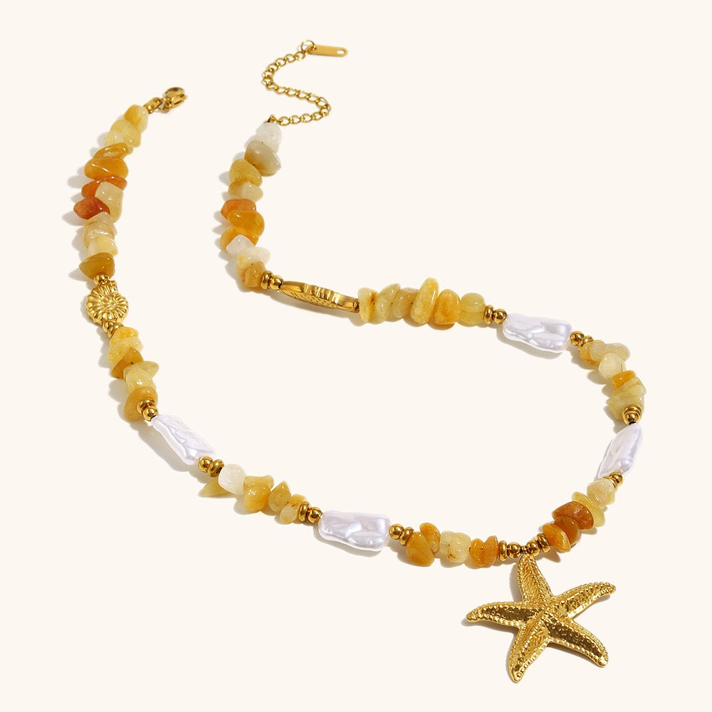 Orange starfish necklace