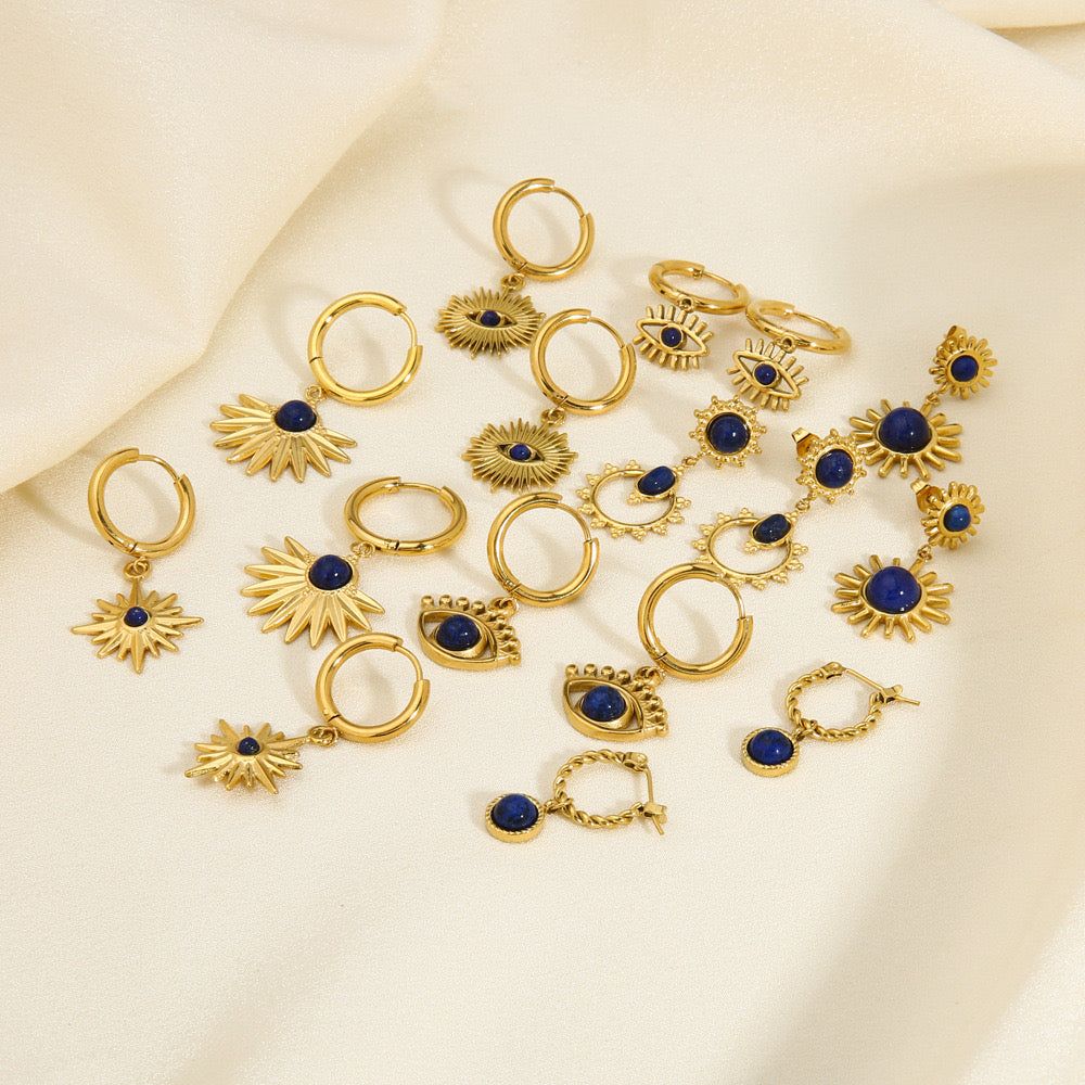 Dark blue lapis hoops collection