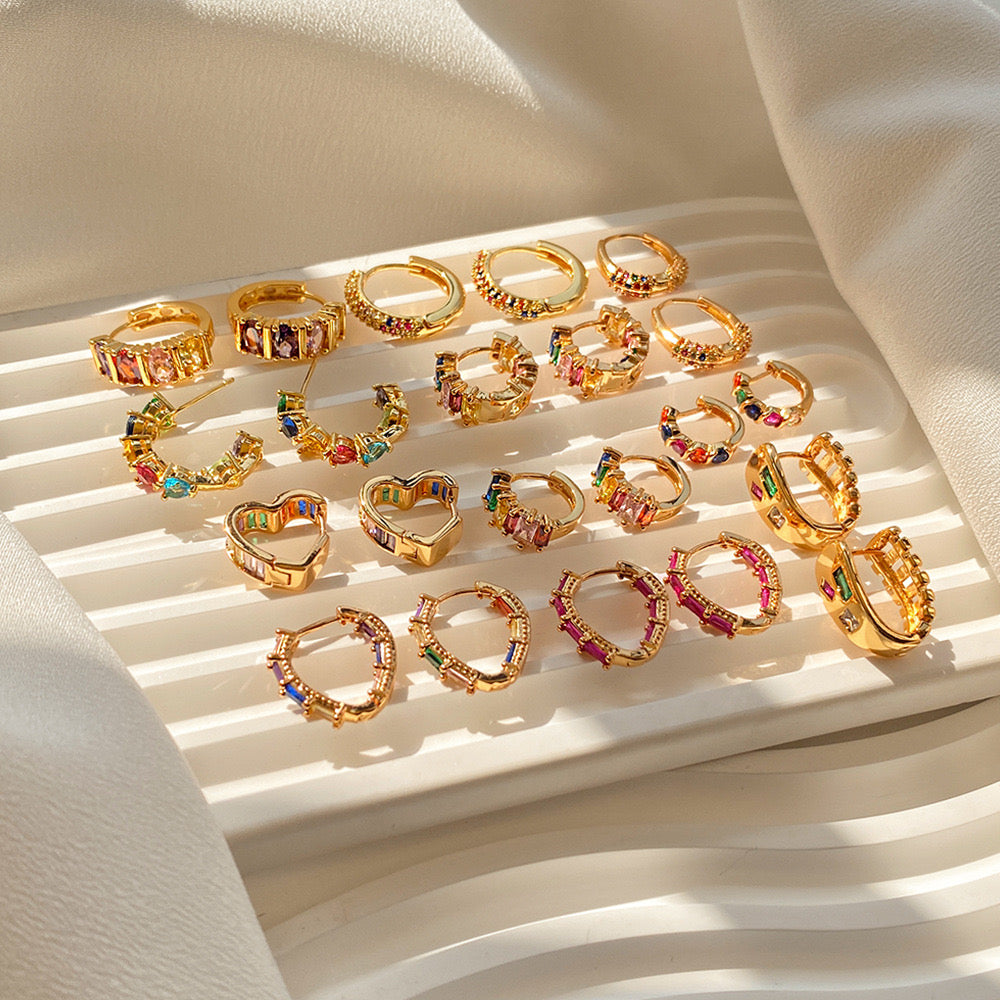 Colorful zircon hoops