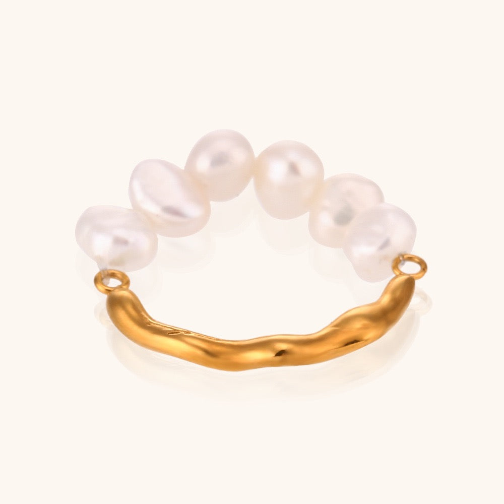 Gold pearl two way rings