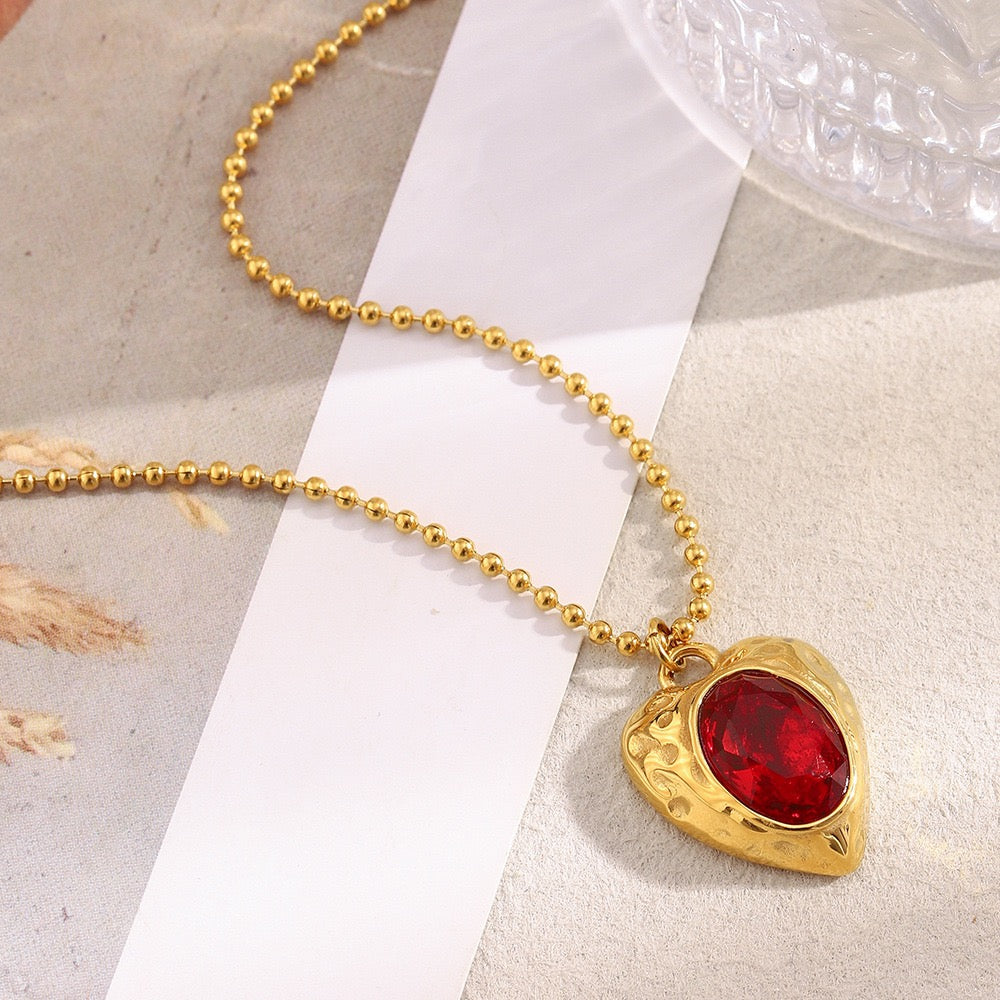 Apple of my eye red heart necklace