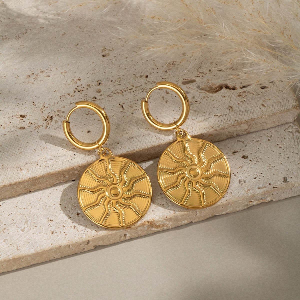 Sun hoops earrings