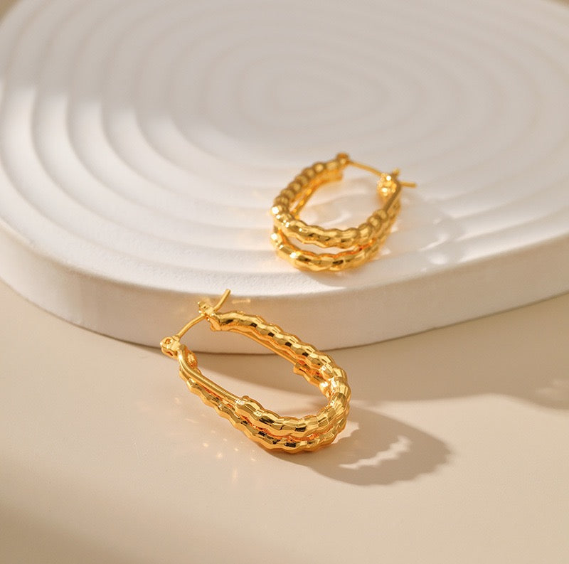 Layers gold plated hoops