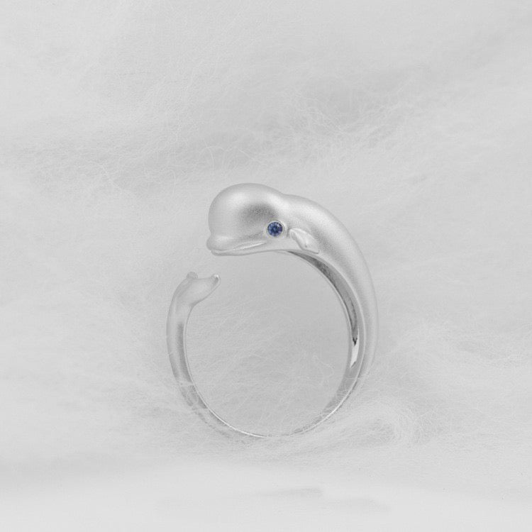 Whale sterling silver open ring