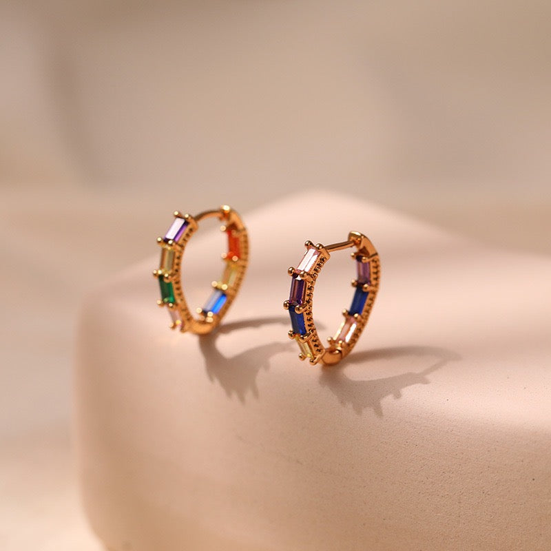 Colorful zircon hoops