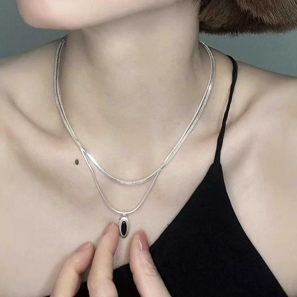 Sterling silver black spinel necklace