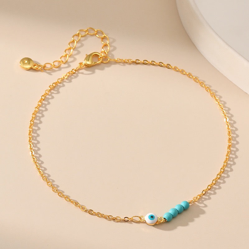 Blue turquoise eyes anklets