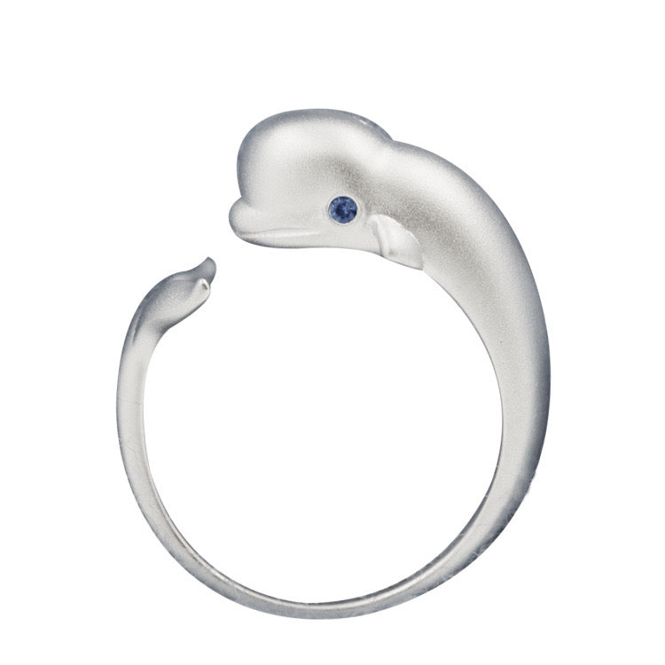 Whale sterling silver open ring