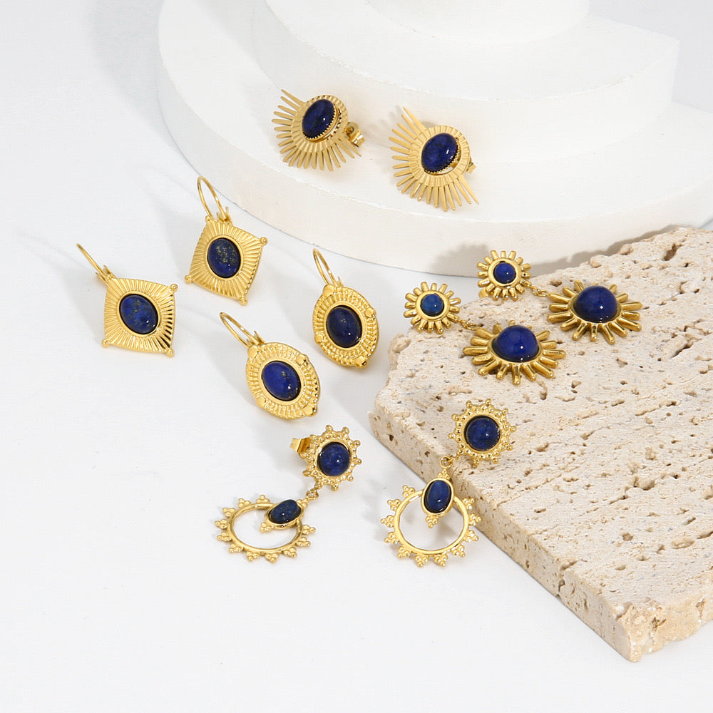 Dark blue lapis hoops collection