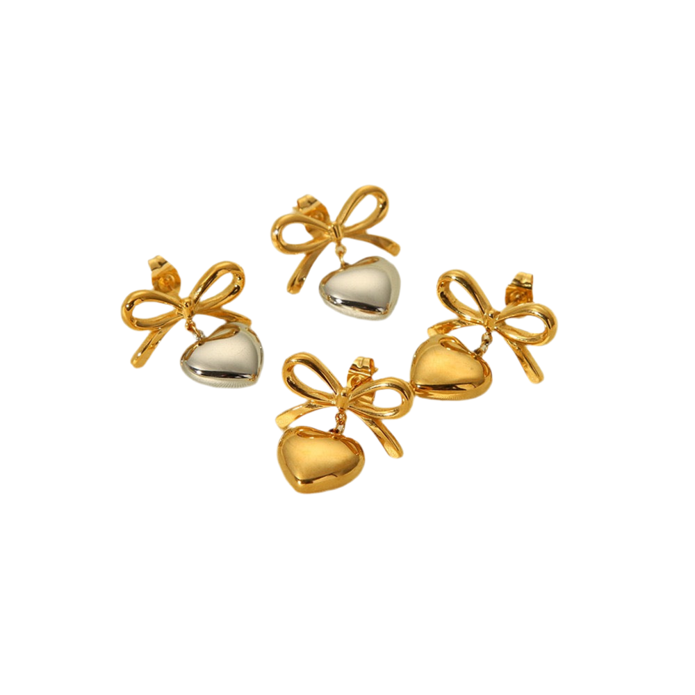 Bow heart earrings