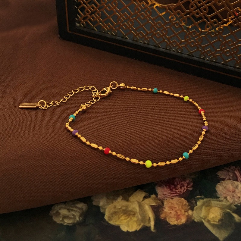 Mini gold beady necklace and bracelet