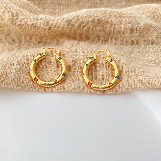 Square zircon hoops