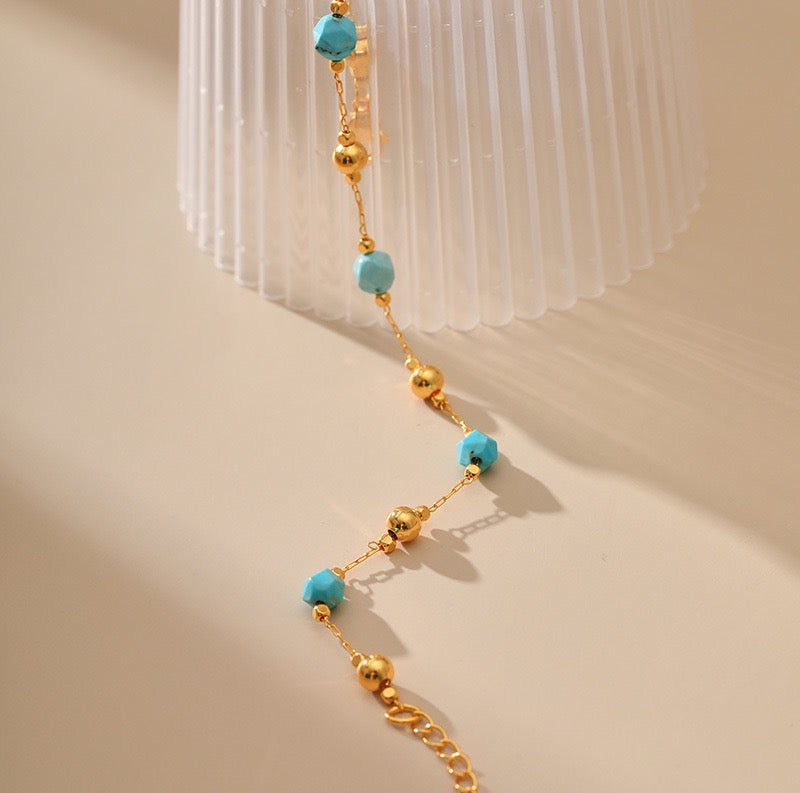 Blue turquoise beady bracelet