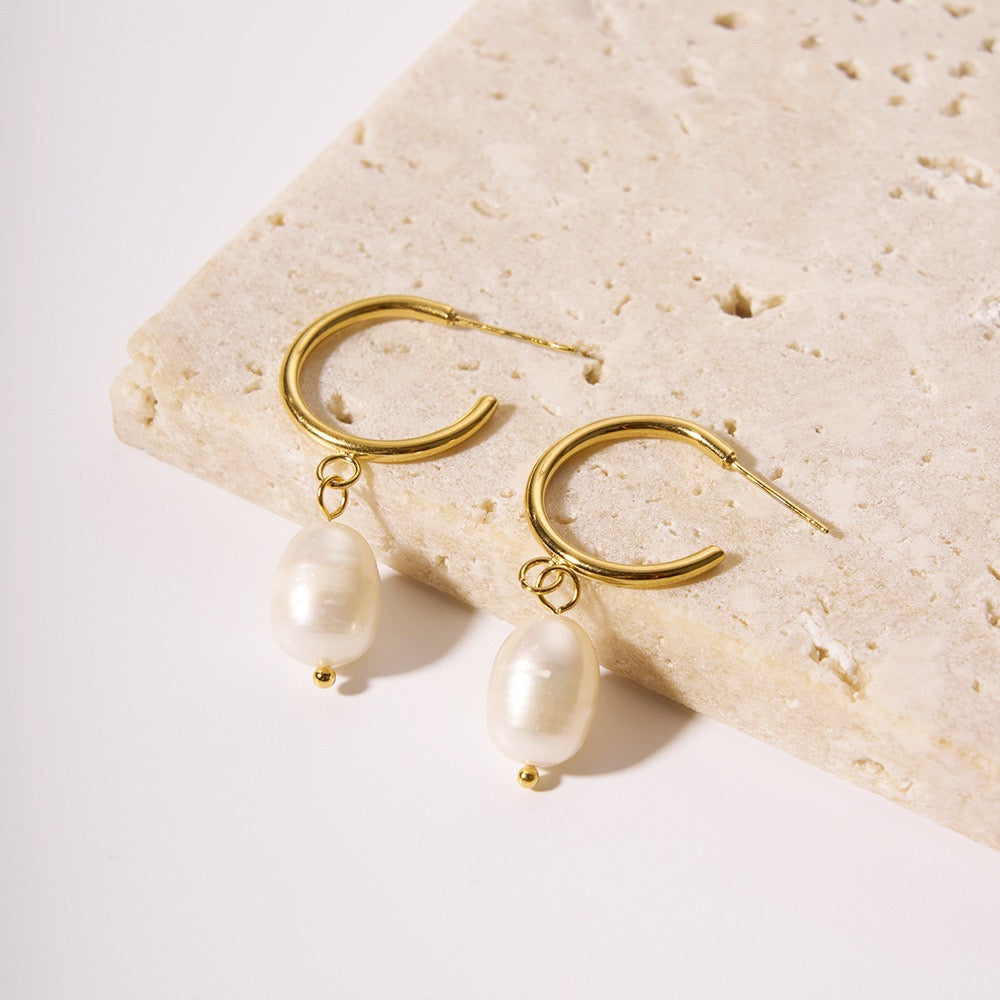 Classic pearl hoops