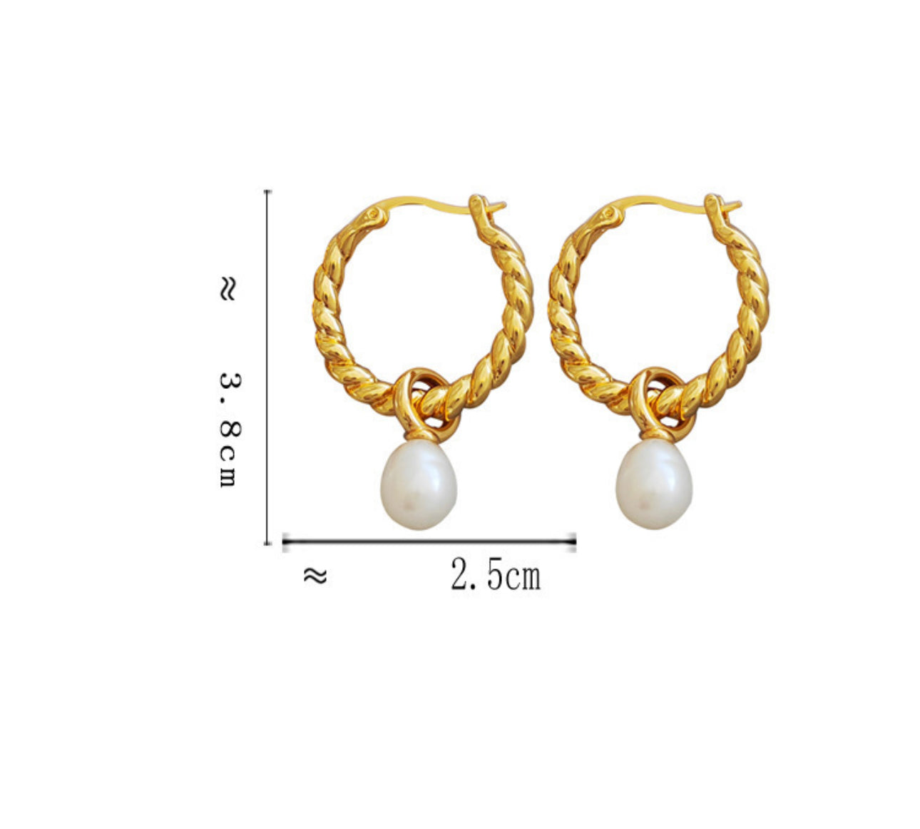 Braid freshwater pearls earrings