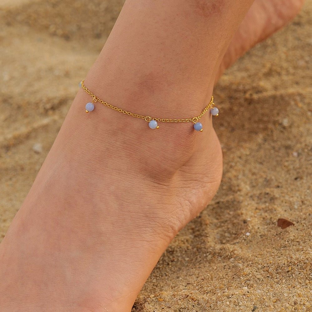 Blue foggy stone anklets