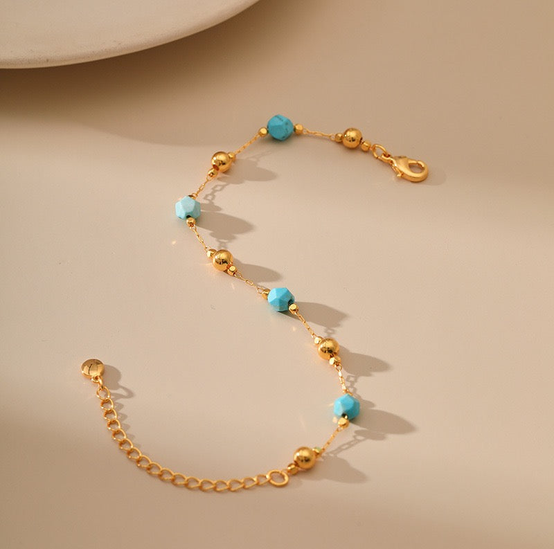 Blue turquoise beady bracelet