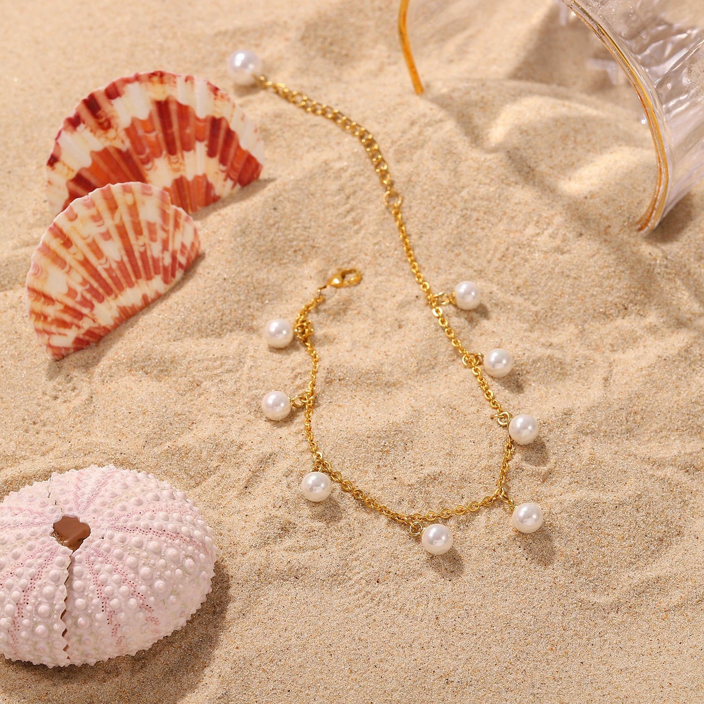 Shell pearl anklets