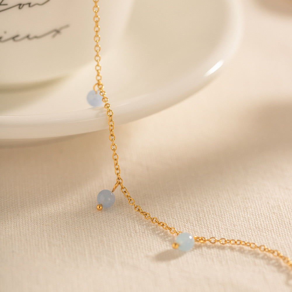 Blue foggy stone anklets