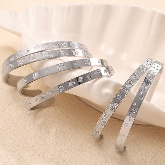 Silver water ocean bangles