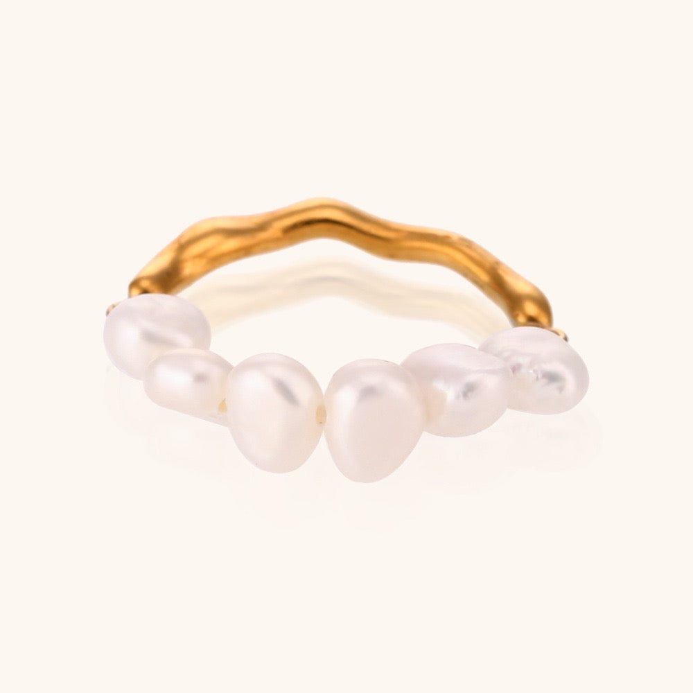 Gold pearl two way rings