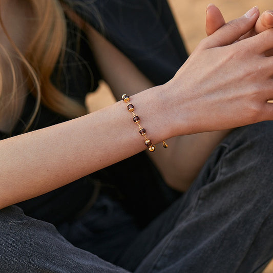 Garnet gold plated bracelet