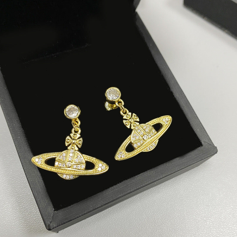 Saturn zircon earrings